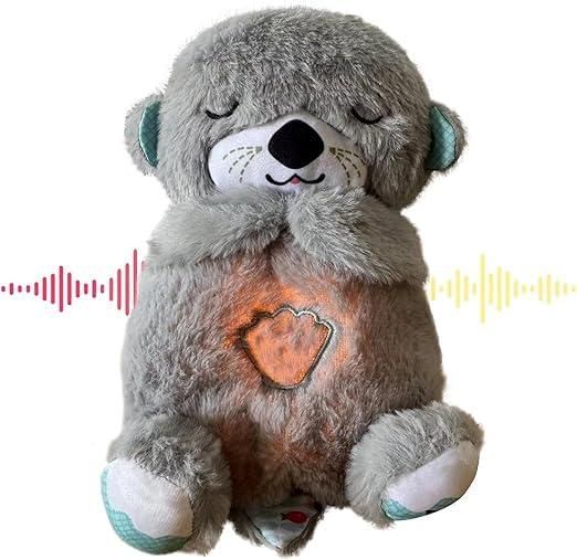 Baby Sound Machine Soothe Breathing Otter - Musical Plush Toy for Newborns with Lights & Rhythmic Motion (Battery Not Included)