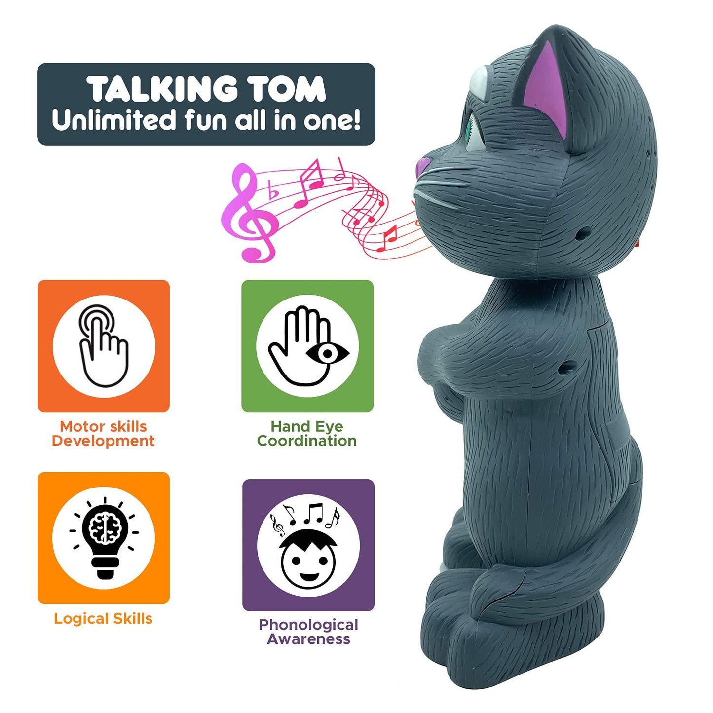 Intelligent Talking Tom Cat Toy – Interactive Talking & Singing, Touch-Activated, Fun & Educational Toy for Kids 3+