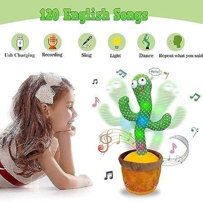 LED Musical Dancing & Mimicry Cactus Toy – Interactive Toy for Kids, Singing & Dancing Green Cactus with LED Lights