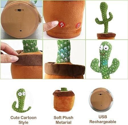 LED Musical Dancing & Mimicry Cactus Toy – Interactive Toy for Kids, Singing & Dancing Green Cactus with LED Lights