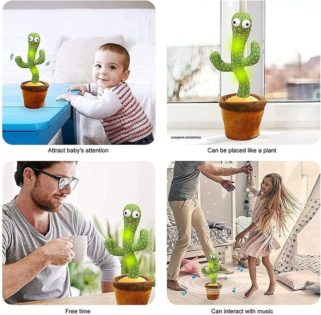 LED Musical Dancing & Mimicry Cactus Toy – Interactive Toy for Kids, Singing & Dancing Green Cactus with LED Lights